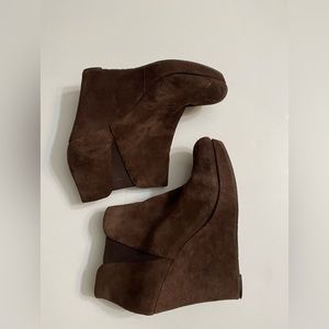 Jessica Simpson Brown Suede Leather wedge platform ankle boots women’s size 10